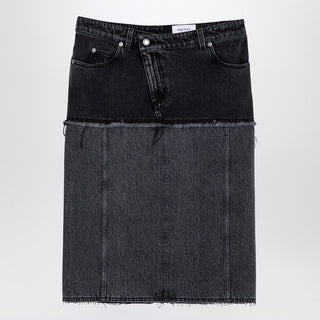 Two-tone Black Denim Skirt