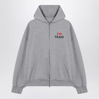 Grey Zip-up Sweatshirt I Love Paris