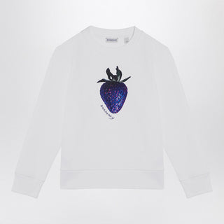 White Cotton Sweatshirt With Logo Print