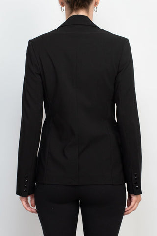 Truth Lapel Collar One Button Closure Long Sleeves Woven Blazer with Zipper Pocket - Glamourous Grace