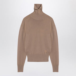 Beige Wool Turtleneck Sweater