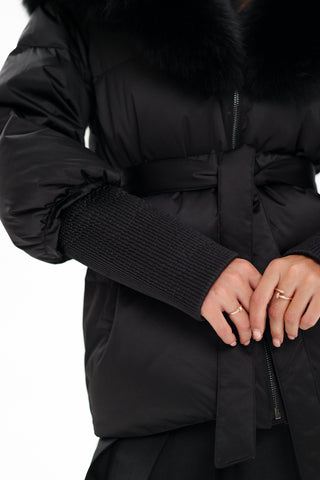 Pre-Order. Re-Stock Ships October 20. Amanda Genuine Fur Trim Down Fill Coat - By Baano