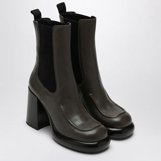 Chelsea Wedge Boot In Dark Green Leather - By Baano