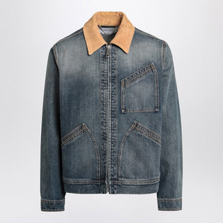 Denim Jacket With Suede Collar - By Baano