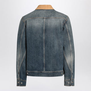 Denim Jacket With Suede Collar - By Baano