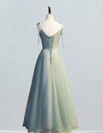 Mint Green Beaded V-Neck Tulle Prom Dress | Girls' Formal Evening Gown