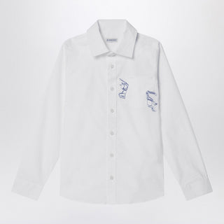 White Stretch Cotton Shirt With EKD - By Baano