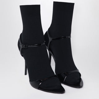 Avenue Sock Black Sandal In Patent Leather And Mesh - By Baano