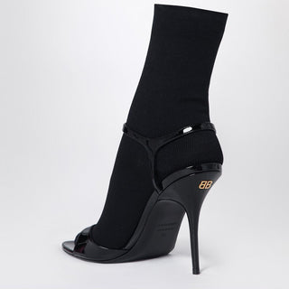 Avenue Sock Black Sandal In Patent Leather And Mesh - By Baano