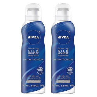 Nivea Creme Moisture Foaming Silk Mousse Body Wash 6.8 Oz. Aerosol Can