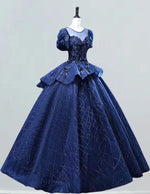 Girls' Navy Sequin Tulle Ball Gown | Scoop Neck Prom & Evening Dress