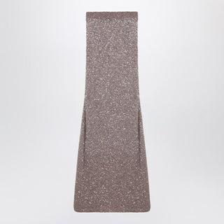 Light Brown/silver Maxi Skirt With Sequins