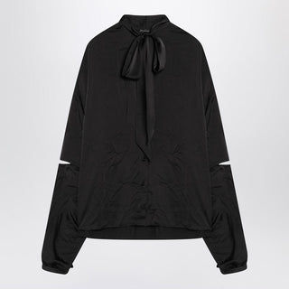 Black Satin Blouse With Bow
