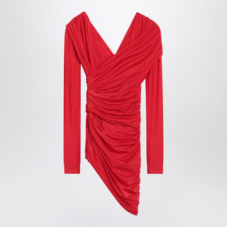 Draped Mini Dress In Red Jersey - By Baano