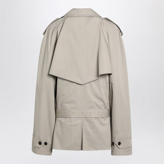 Beige Cropped Trench Coat In Cotton Twill - By Baano
