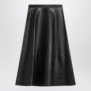 Black Leather Flared Skirt