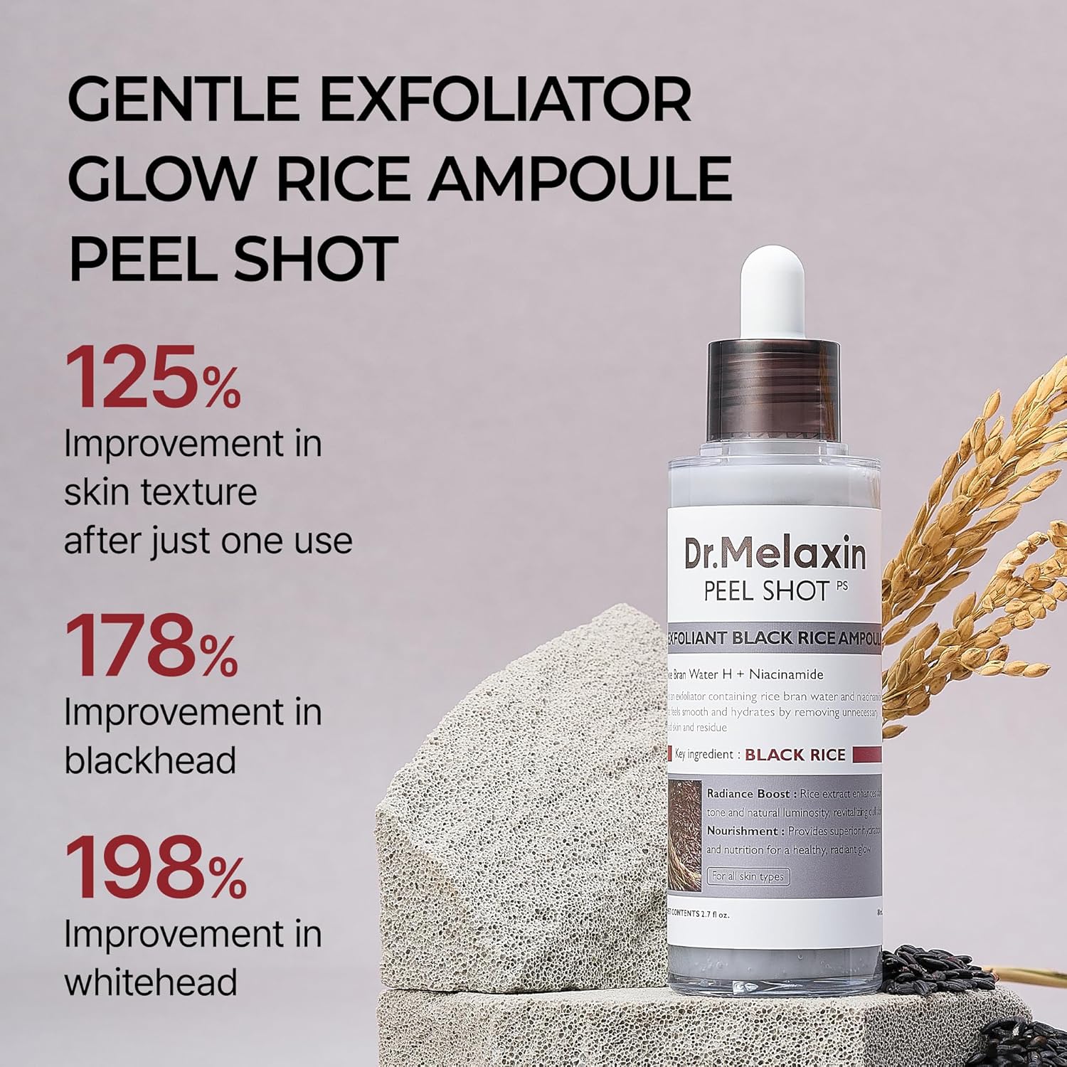 Dr. Melaxin Peel Shot Exfoliant Black Rice Ampoule - By Baano