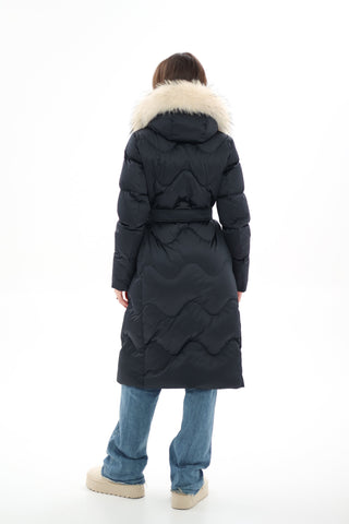 Genuine Fur Trim Down Fill Coat - By Baano