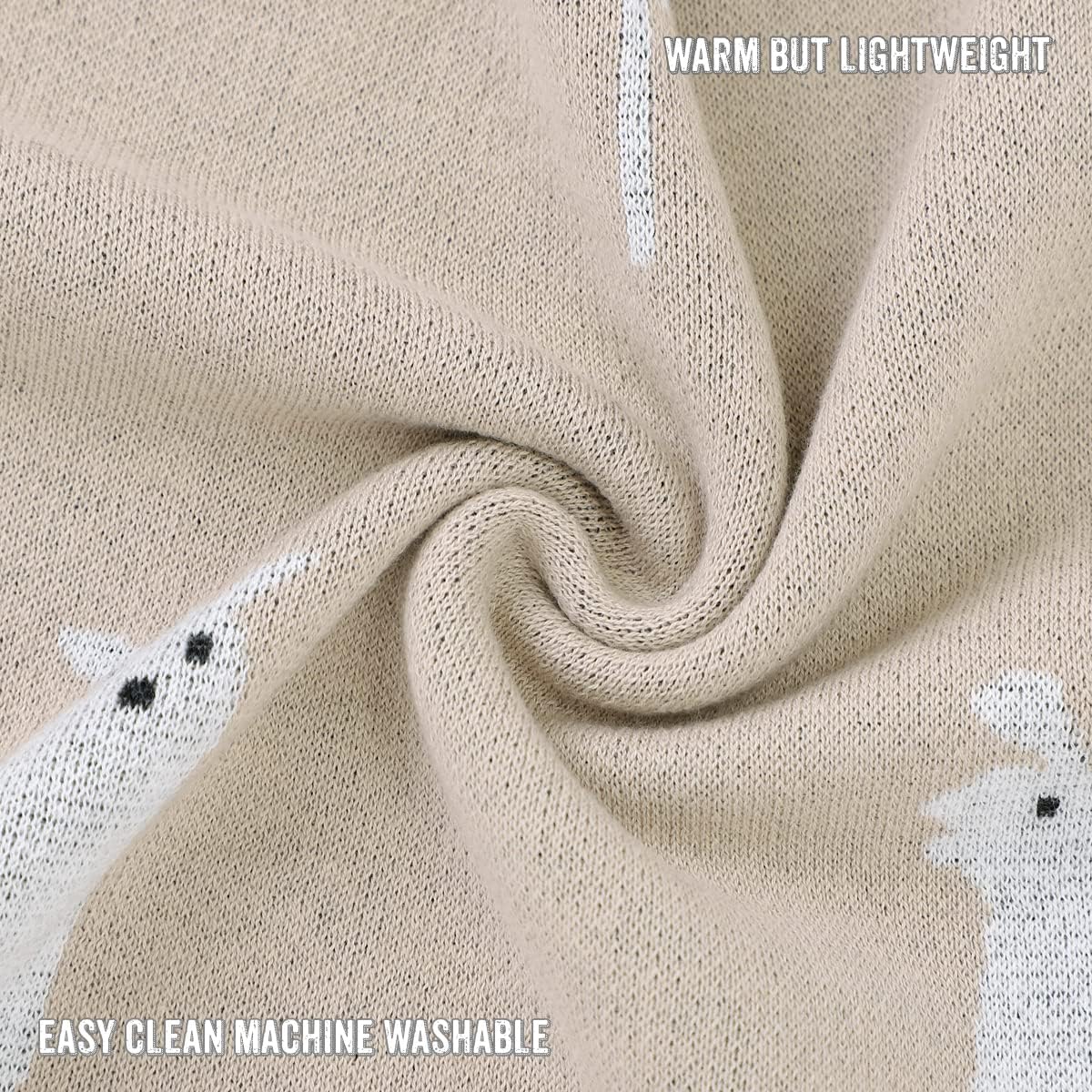 Whimsy Collection - Luxury 100% Cotton Knit Swaddle Baby Blanket Bleu La La