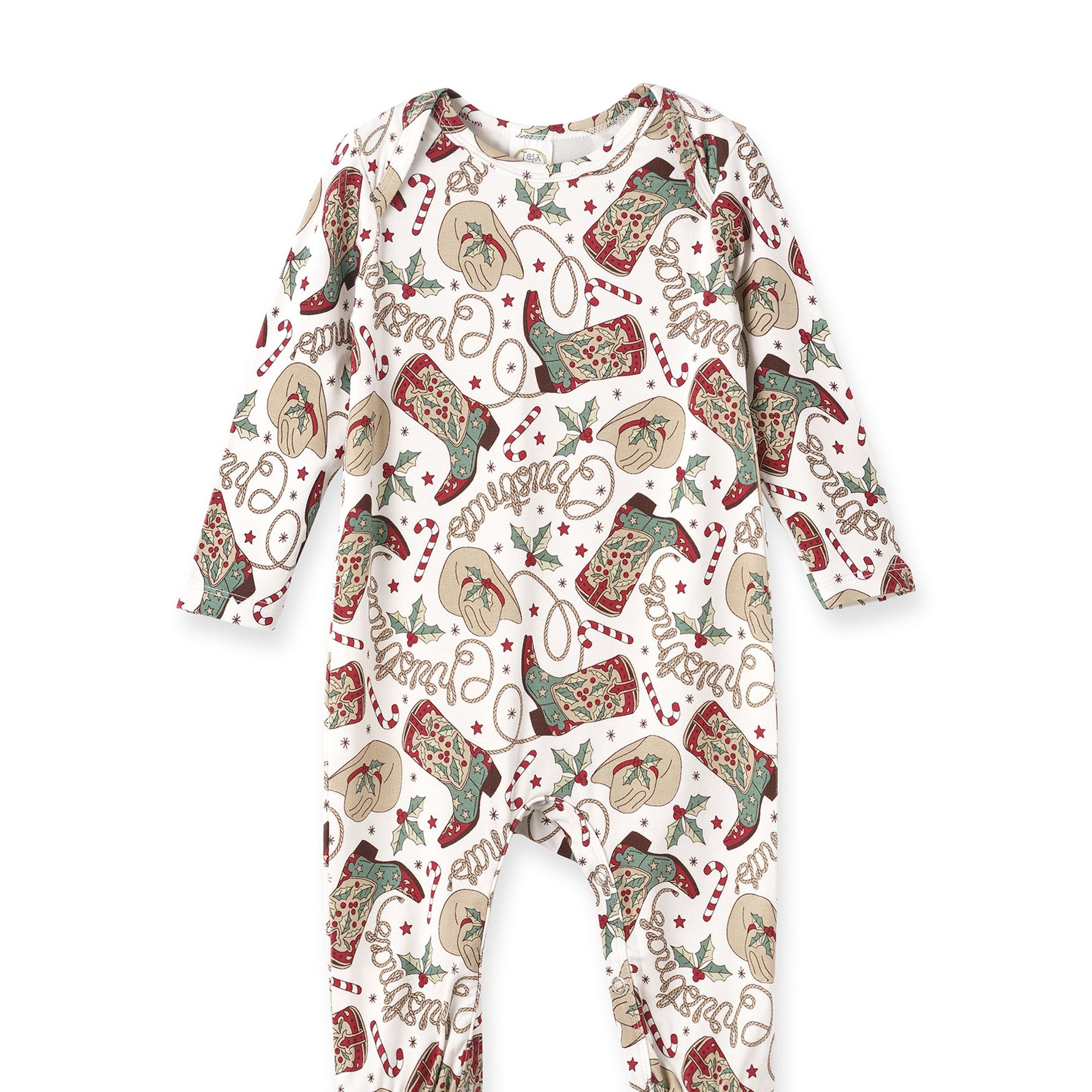 Western Christmas Baby Bamboo Romper – Cowboy Holiday Style - By Baano