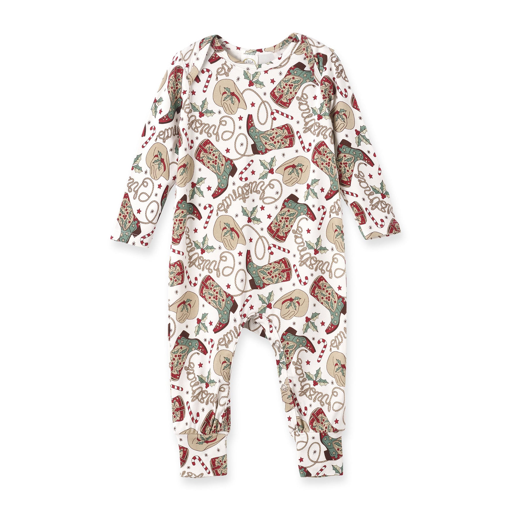 Western Christmas Baby Bamboo Romper – Cowboy Holiday Style - By Baano