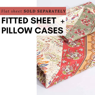 DaDa Bedding Botanical Cranberry Sage Chevron Floral Fitted Bed Sheet w/ Pillow Cases (JHW-924-Fitted)