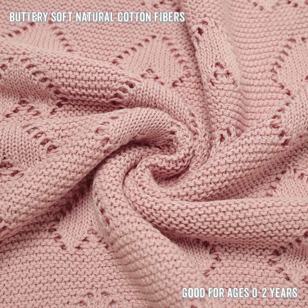 100% Cotton Luxury Knit Heart Swaddle Baby Blanket - By Baano