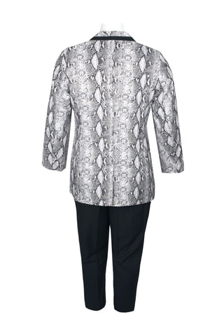 Emily Notched Collar Two Button Closure Long Sleeve Crepe Jacket with Elastic Waist Pencil Cut Pockets Pants (Plus Size) - Glamourous Grace