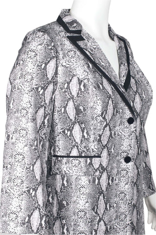 Emily Notched Collar Two Button Closure Long Sleeve Crepe Jacket with Elastic Waist Pencil Cut Pockets Pants (Plus Size) - Glamourous Grace