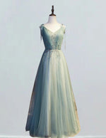 Mint Green Beaded V-Neck Tulle Prom Dress | Girls' Formal Evening Gown