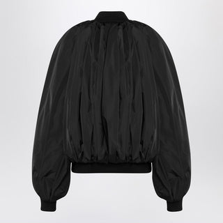 Draped Black Bomber Jacket In Technical Micro-faille - By Baano