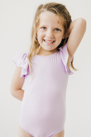 Lavender S/S Flutter Sleeve Leotard - By Baano
