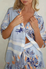 Printed Button Up Shirt and Pants Set - By Baano