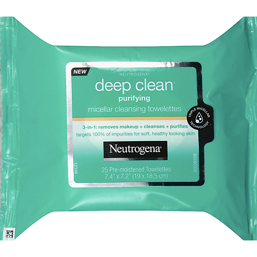 Neutrogena Deep Clean Purifying Micellar Cleansing Makeup Remover Wipes - 25ct