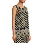 Evan Picone Scoop Neck Sleeveless Moroccan Tile Border Print Shark Bite Hem ITY Top - Glamourous Grace