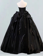 Black strapless ruffle long ball gown wedding bridal gown