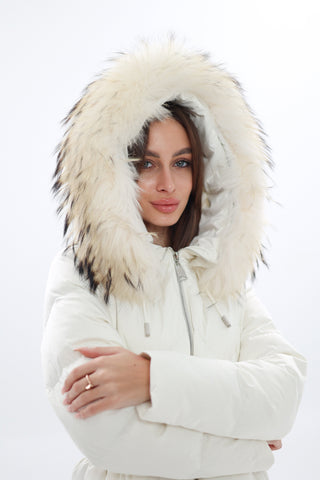 Genuine Fur Trim Down Fill Coat - By Baano