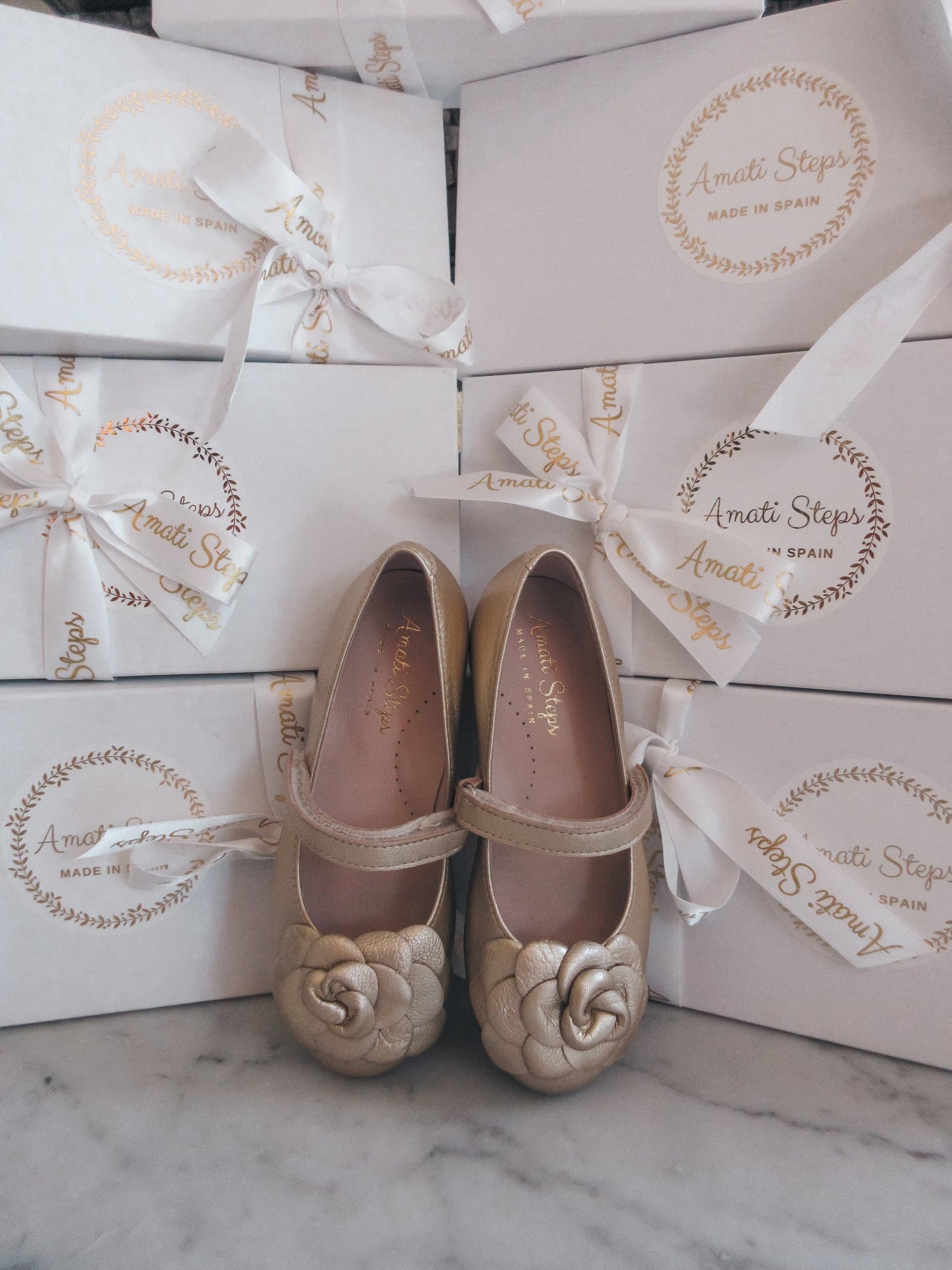 Camille- Gold Leather Mary Jane Shoes