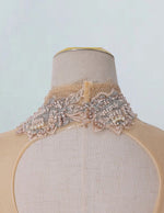 Elegant Gold Tulle Ball Gown with Lace Applique | Boat Neck Evening & Prom Dress