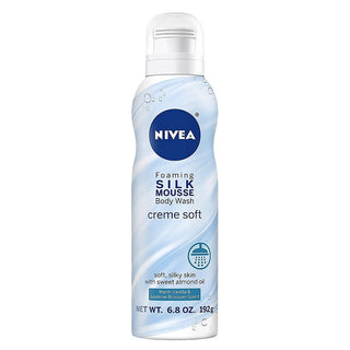Nivea Body Wash, Foaming Silk Mousse, Creme Soft, Warm Vanilla & Jasmine Blossom Scent 6.8 Oz