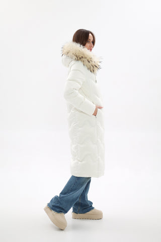 Genuine Fur Trim Down Fill Coat - By Baano