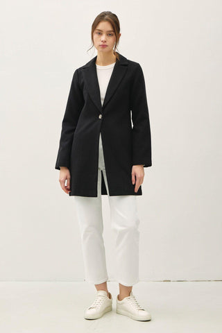 Be Cool Single Button Long Sleeve Coat with Pockets - By Baano