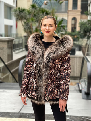 Leopard Genuine Silver Fox Fur Parka with Rabbit Fur Insulation - By Baano