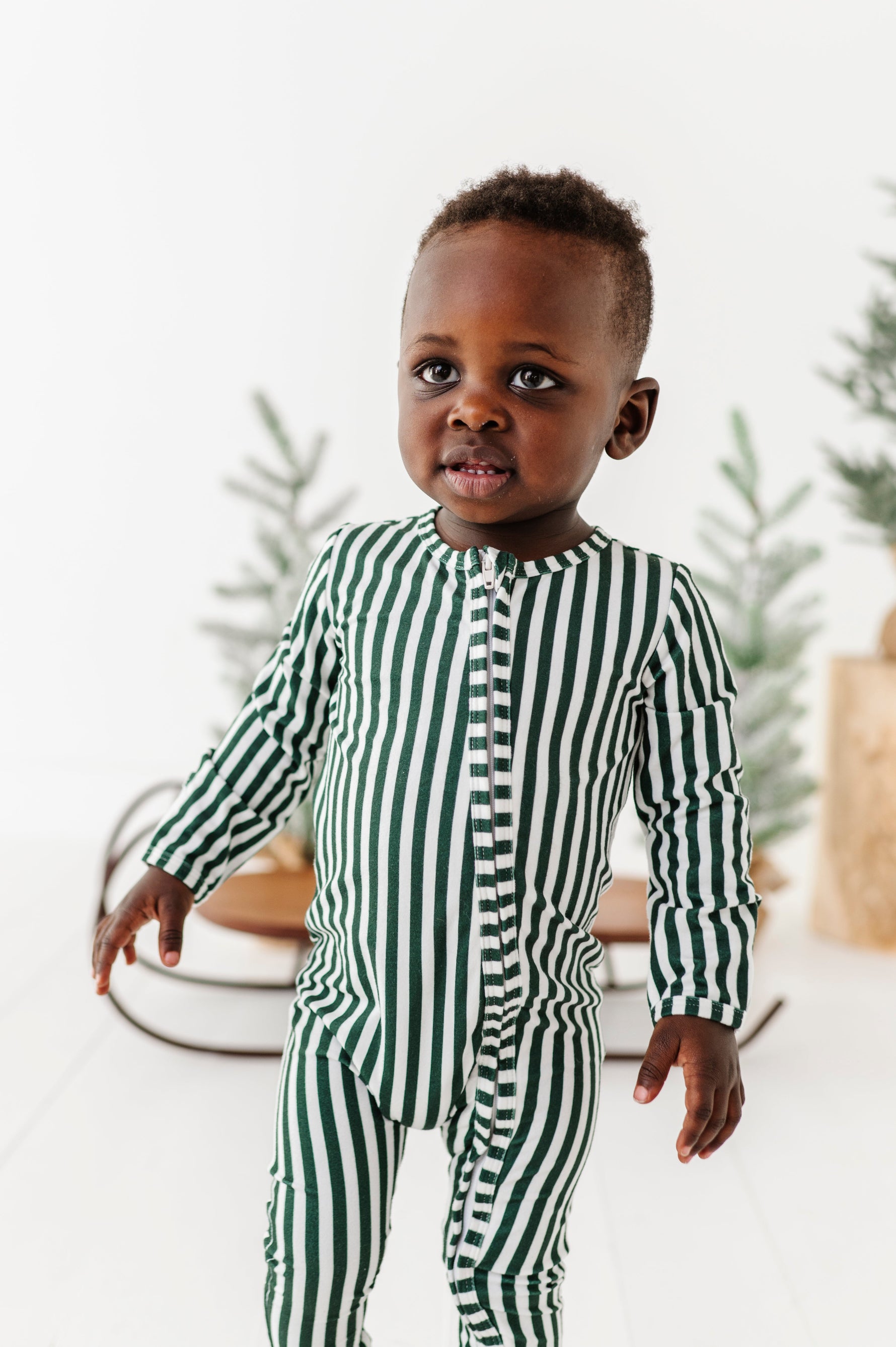 Green Stripes | ZIP ROMPER - By Baano