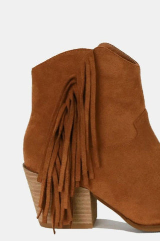 Mayfair Suede Fringe Point Toe Ankle Boots - By Baano