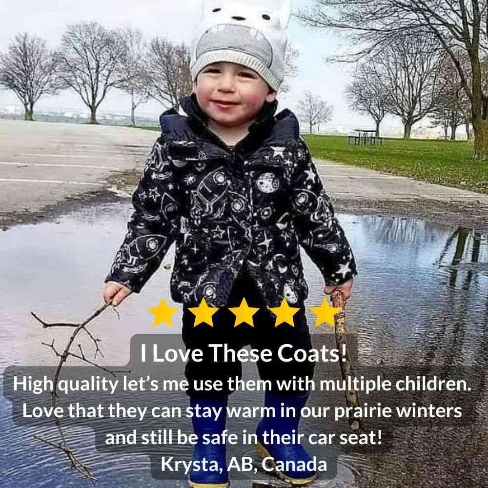 Car Seat Coat | The Road Coat Vegan - Rocketship Print