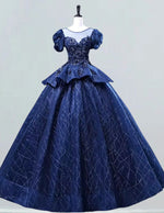 Girls' Navy Sequin Tulle Ball Gown | Scoop Neck Prom & Evening Dress