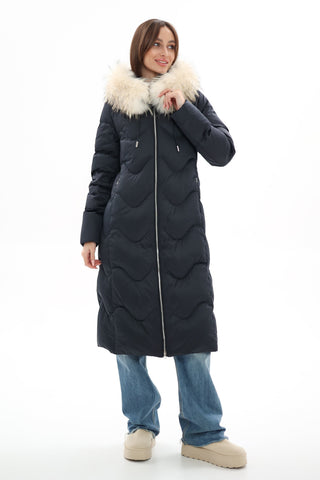 Genuine Fur Trim Down Fill Coat - By Baano