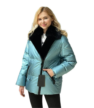 Genuine Polar Fox Fur Down Fill Water-Repellent Coat - By Baano