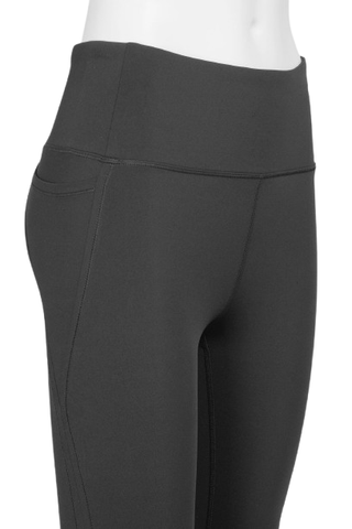Nanette Lepore Play Mid Waist Solid Dolphin Hem Side Keyhole 3/4 Spandex Legging - Glamourous Grace
